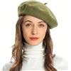 ZLYC Berretto da Donna in Stile Francese, Classico, Lana, Verde Oliva, Taglia Unica