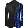 PYJTRL Uomini Moda Viola Colorato Velluto Lustrini Blazer,Royal Blue,S
