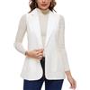 Kyzoeyou Blazer senza maniche da donna, gilet lungo da ufficio, completamente foderato, con un bottone, con risvolto dentellato, Wh-bianco, S