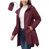 33,000ft Women's Rain Jacket Lightweight Hooded Long Rain Coat Waterproof Jacket Ladies Packable Functional Jacket Windbreaker Breathable Active Outdoor Coats