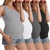 Ficerd Set da 4 Canotte Premaman Donna Senza Maniche con Arricciatura Laterale Girocollo Casual Estive Basic