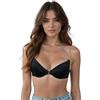 Vivisence Donna Reggiseno con Spalline Trasparenti Push Up Invisibile Schiena Nuda Reggiseni con Bretelle Trasparente Dietro, Nero,0C