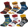 Queenshin 6 Paia di Calze Ragazzo Calzini Bambino con Fantastico Design del Veicolo Ingegneristico Calzini Corti Regalo Morbido in 5-8 Anni Taglia 28-32
