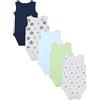 TupTam Body Neonato - Body Bambino in Cotone 5 Pezzi, Body Neonato 0-3 Mesi, OEKO-TEX, Stelle blu dinosauro verdi, 74