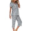 ENJOYNIGHT Pigiama Donna Estivo Pigiama in Cotone Maniche Corte e Pantaloni Cropped Pigiama Homewear(3X-Large,Gatto)