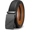 BULLIANT Cintura Uomo, Cintura Pelle Uomo Cricchetto Automatica Fibbia 35mm,Trim Regolabile per Adattars,Nero375,120cm/34-40vita regolabile