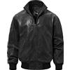 FLAVOR Giubbotto Bomber Casual In Pelle Vera Per Uomo (Nero, M)