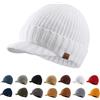Magracy Cappello invernale da uomo con visiera e tesa spessa, bianco, Taglia unica