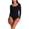 Alkato Body Donna Manica Lunga Cotone - Body Donna con Scollo Tondo e Chiusura con Bottoni Automatici, Nero/Scollo quadrato, L (Short 158-164 cm)