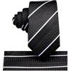Hi-Tie Set di cravatta auto-allacciata per ragazzi in seta, con fazzoletto da taschino, per matrimoni, per bambini di età 8-11 anni, Nero e bianco, 48 inches x 2.36 inches