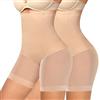 Xnova Mutande Guaina Contenitiva Donna Vita Alta Intimo Shorts Modellante, Pantaloncini Anti sfregamento Sottogonna, Mutandine Boxer Pancera Post Parto Shapewear (2 Pezzi Beige, L)