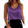Ekouaer Top Donna Eleganti Canotta Basic in Raso Canotta Lingerie Senza Maniche Viola XL