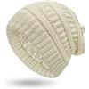 Hcimooy Cappello Lavorato a Maglia Caldo Inverno Raso Foderato in Seta Berretto Lavorato a Maglia Berretto Grosso Slouchy con Teschio per Donna