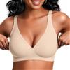 Vertvie Reggiseni senza cuciture da donna senza ferretto push-up reggiseno a copertura completa bralette profondo V senza ferretto reggiseno, Nude, M