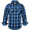 TARAINYA Camicia Flanella Uomo Cotone Western Cowboy Quadri Manica Lunga con Bottoni Automatici Regular Fit D Blu Buffalo S