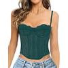 GainKee Corsetto in pizzo da donna in pizzo bustier corsetto top con cinghie corsetto da donna corsetto per uscire partito crop top, Verde, Medium
