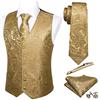 Barry.Wang - Set formale da uomo con cravatta, fazzoletto e gemelli, 5 pezzi. Oro L