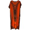 Kiran Fashion Nuovo Caftano Lungo da Donna in Cotone, Maxi Abito Estivo Dashiki Africano da Spiaggia, Taglia Unica, Arancione, Etichettalia unica