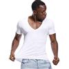 Zbrandy T Shirt con scollo a V profondo per gli uomini Low Cut Stretch Tee invisibile Vee Top manica corta bianco XL