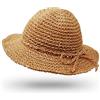 UltraKey Cappello di Paglia, Fatto a Mano Spiaggia Larga Cappello Pieghevole all'aperto Cappello da Spiaggia Copricapo per Adulti Bambini Uomo Donna Bambino Cachi
