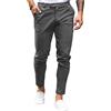 Feziakuk Pantaloni Chino Uomo in Cotone, Slim Fit, Tessuto Elasticizzato, Pantaloni Casual da Uomo, Slip-On, Grigio scuro, L