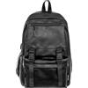 Fuaihui Zaino da viaggio in pelle PU, impermeabile, leggero, con scomparto per laptop da 15,6 pollici, per università, tempo libero e viaggi brevi, Nero , Mittelgroße