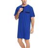 Yukiuiny Maglie Pigiama Uomo Abbigliamento da Notte Camicie Lunghe per Dormire,Maniche Corte-3-Blu/XXL