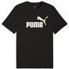 PUMA T-Shirt con Logo Bicolore Essentials N. 1 da Uomo XS, Black Apple Spritz Green