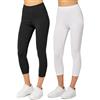 Merry Style Leggings Donna 3/4 Pantaloni Capri Morbidi e Confortevoli Leggins Donna in Cotone Traspirante Elastici e Delicati sulla Pelle Sensibile (2 Pack) MS10-199 (Nero/Bianco, XXL)