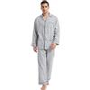 GLOBAL Pigiama Uomo 100% Cotone, Set Biancheria da Notte Lungo Traspirante | Due pezzi leggero adatto tutto l'anno, Camicia con tasche, coulisse pantalone, tessuto confortevole per il riposo notturno