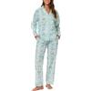 LUBOT Pigiama Donna in Cotone Leggero Estivo 100% Tessuto - Completo 2 Pezzi Manica Lunga con Bottoni, Anti-Sgualcitura & Traspirante, per Notte e Casa
