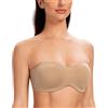 MELENECA Donna Reggiseno Senza Spalline Taglie Forti Minimizer con Ferretto Non Imbottito Spalline Trasparente Erica Beige 5D