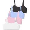 SALIA GIRL - Bracciali per apprendimento in cotone a doppio spessore per ragazze (7-12 anni) - Primo reggiseno in stile Caraco naturale con spalline regolabili, Halite rosa/bianca/nero/blu costiero