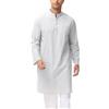 LVCBL Thobe Uomo Cotone Lino Abito Islamico Manica Lunga Bianco M
