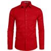 PARKLEES Camicia da uomo a maniche lunghe tinta unita slim fit casual business formale abbottonatura camicie con tasca