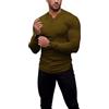 Agilelin Magliette Costine da Uomo,T-Shirt Manica Lunga,Maglia Piccolo Collo a V(Brown/M)