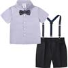 mintgreen Completini e Coordinati per Bambino, Neonato Bianca Camicia Pantaloni Battesimo Manica Corta Nozze Vestiti con Bretella
