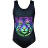 Aquarti Costume Piscina Bambina Intero con Stampa - Resistente, Confortevole e alla Moda, Tigre colorato/Nero, 128