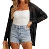 GRECERELLE Cardigan all'uncinetto da donna estivo da spiaggia coprire leggero scavato aperto davanti cardigan lungo da donna protezione solare abbigliamento da spiaggia, Nero , M