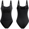 Daelesr Costume Intero Donna Modellante con Arricciatura, S-XXL, Plus Size | Pancia Piatta e Spalline Regolabili, Costumi Interi Piscina Curvy, Costume Bagno Push Up Senza Ferretto, Monokini Mare Nuoto