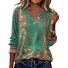 Rapbin Camicetta da donna a maniche 3/4, elegante, con scollo a V, tunica, estiva, casual, con abbottonatura 2026, Fiori - verde, M