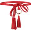 TIESOME Cintura da donna con nappine intrecciate, cintura sottile intrecciata a mano con anello per cintura in corda a catena