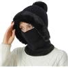 JNGUOSICN Cappello invernale caldo da donna 3 in 1 da donna sciarpa pelosa cappello maschera invernale caldo peluche berretto in velluto berretto lavorato a maglia berretto con paraorecchie cappello morbido da