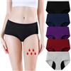 Yintry Mutandine mestruali da Donna con 4 Strati di Protezione a Prova di perdite - Intimo mestruale a Vita Media a Flusso Pesante Slip in Cotone da 5 Pezzi