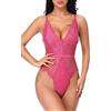 EVELIFE Body Donna Sexy Pizzo Lingerie Teddy Un Pezzo Scollo a V Biancheria Intima Trasparente(Rosa S)