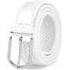 JASGOOD Cintura da Uomo - Cintura Elastica Intrecciata con Fibbia in Pelle Coperta per Jeans, Cinture Tessute per Uomo e Donna, 08-bianco, M:Fit Waist Size 29-33