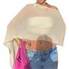 Caziffer Phncho - Coprispalle da donna in maglia lavorata all'uncinetto, asimmetrico, monospalla