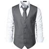 PARKLEES Gilet da uomo hipster urbano design business formale slim fit abito smoking gilet, Grigio scuro, L