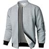 HOOD CREW Bomber da uomo leggero con cerniera, casual, giacca a vento sportiva Varsity, Grigio chiaro, S