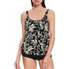loginsummer 2 Pezzi Costume da Bagno Donne Tankini Sets per Le Donne Plus Size Alta Vita Blouson Tankini con Pantaloncini Tummy Control Costumi da Bagno（Fiore d'oro,EU42）